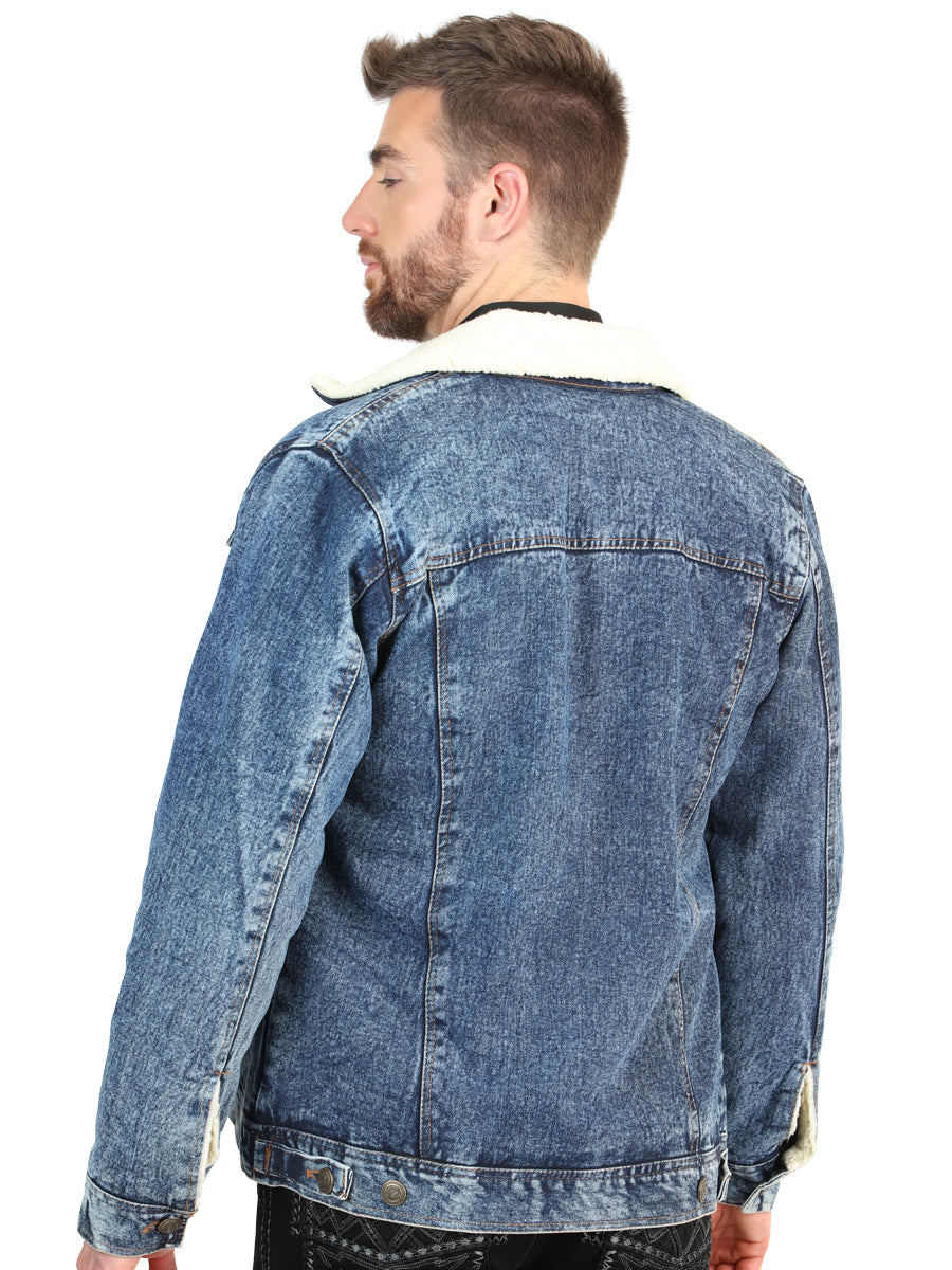 El General Men’s Light Blue Denim Sherpa-Lined Jacket 45639 — view 4