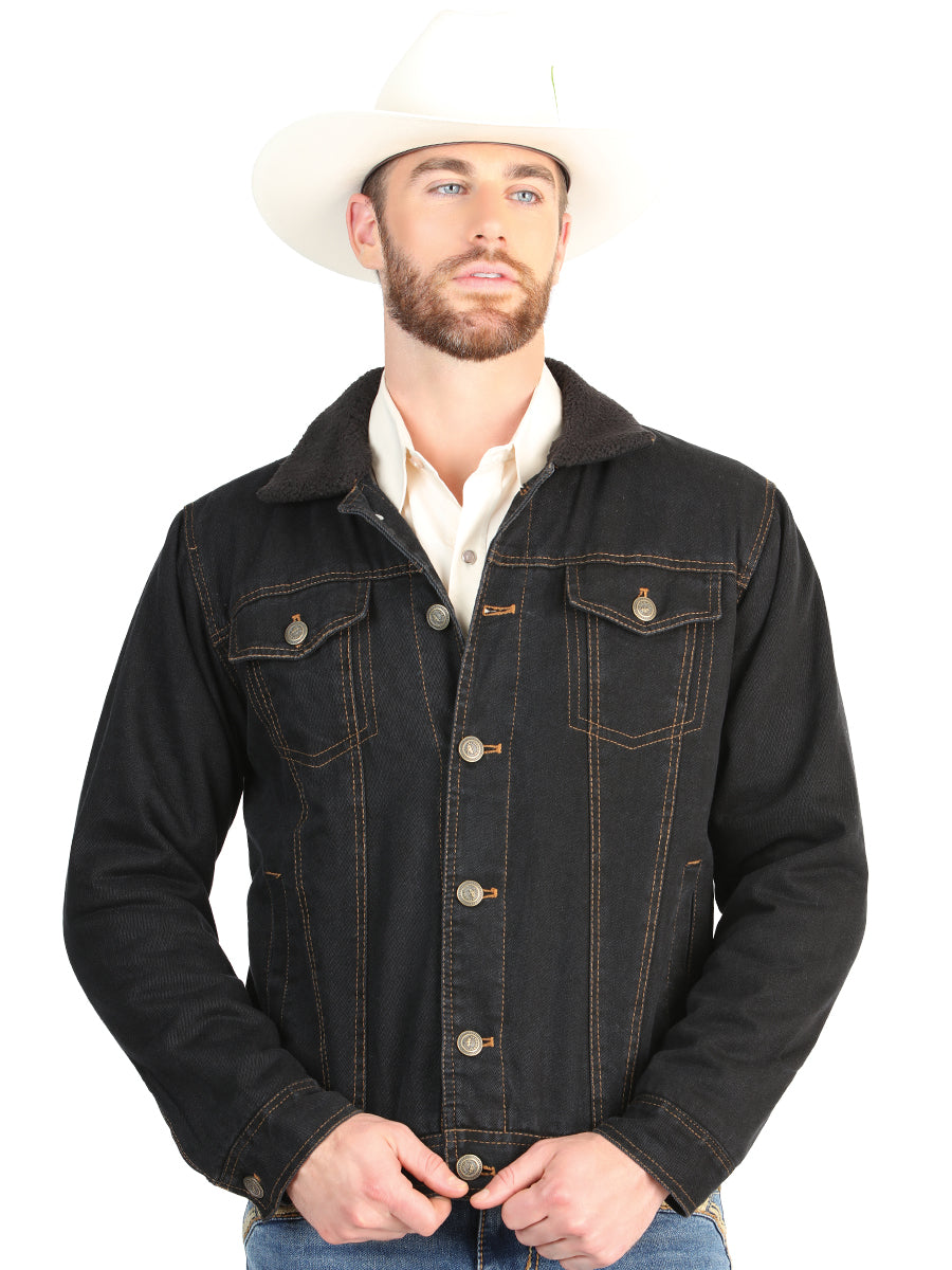 El General Men’s Black Denim Sherpa-Lined Jacket 45641 — view 2