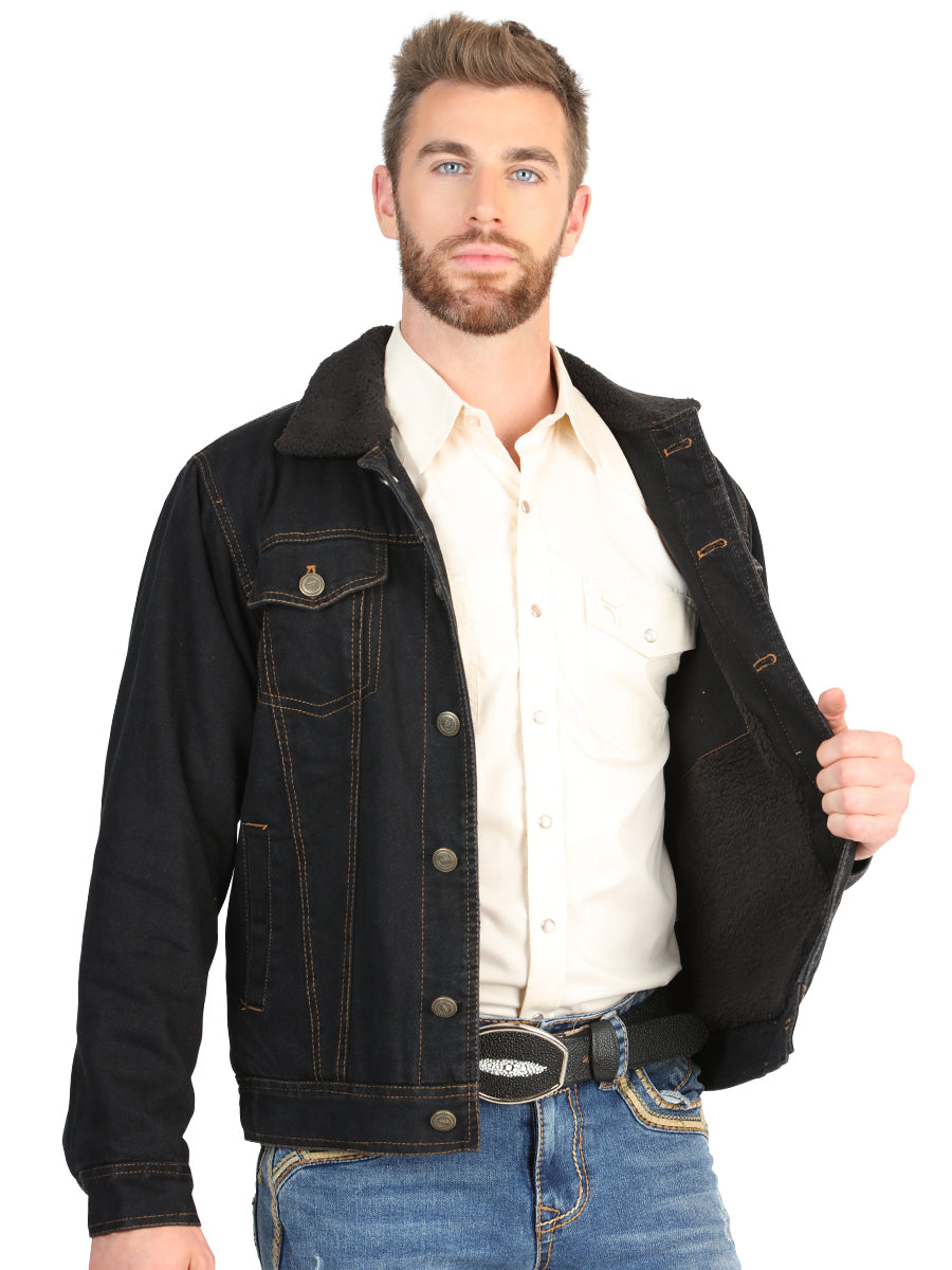El General Men’s Black Denim Sherpa-Lined Jacket 45641 — view 3