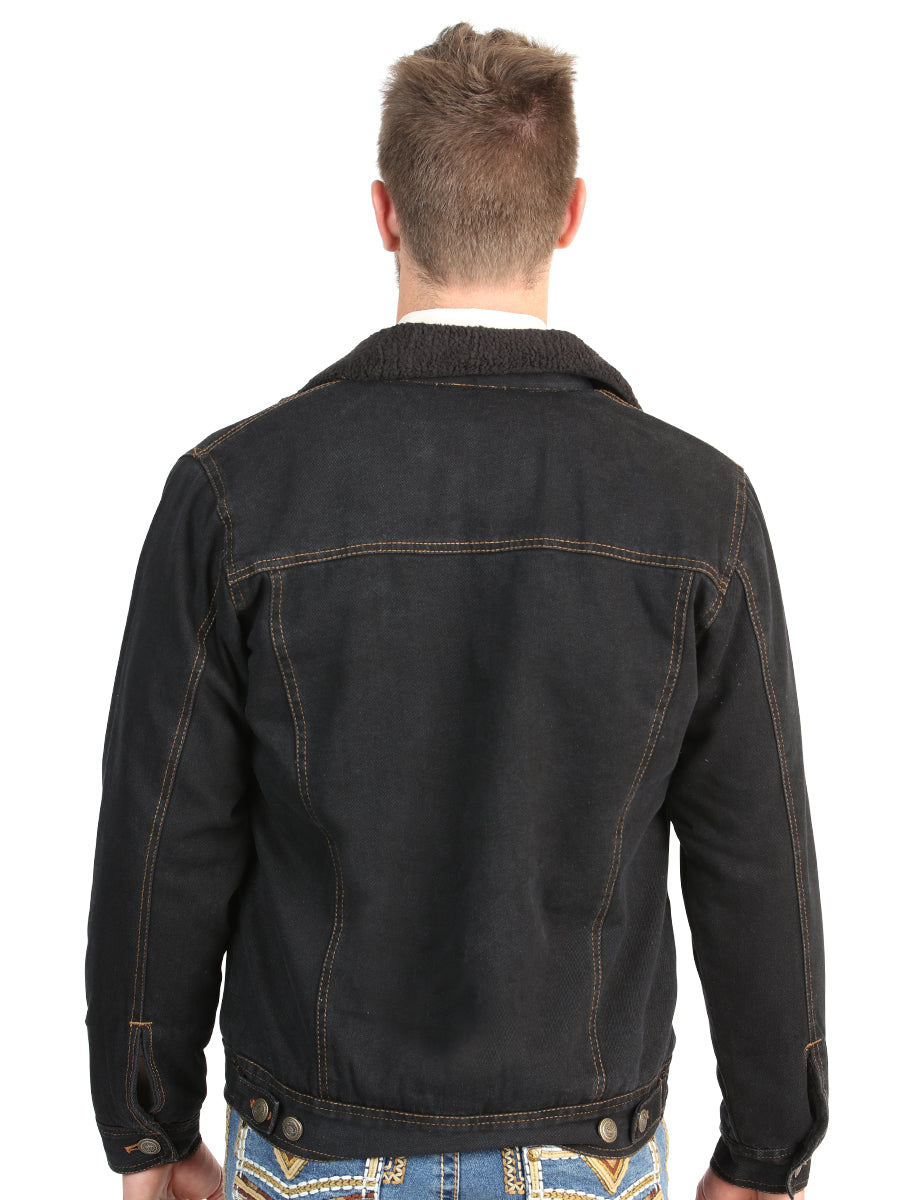 El General Men’s Black Denim Sherpa-Lined Jacket 45641 — view 4