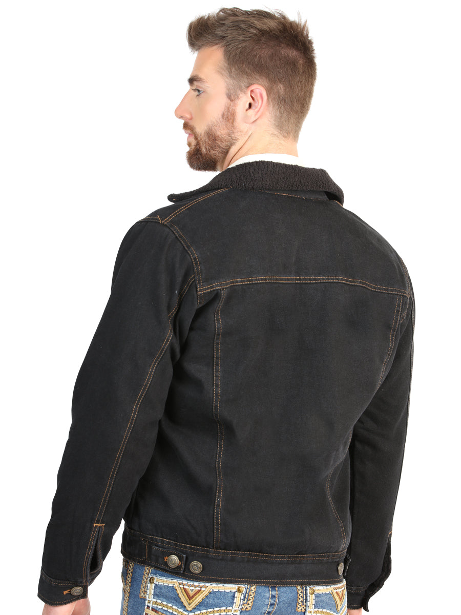 El General Men’s Black Denim Sherpa-Lined Jacket 45641 — view 5