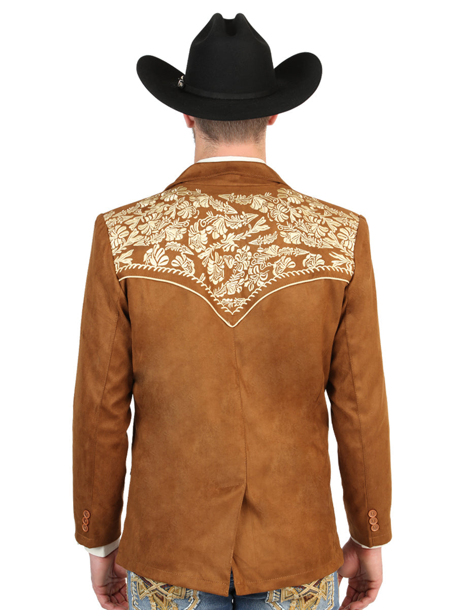 El General Men’s Suede Western Embroidered Blazer - Tan 45646 — view 2