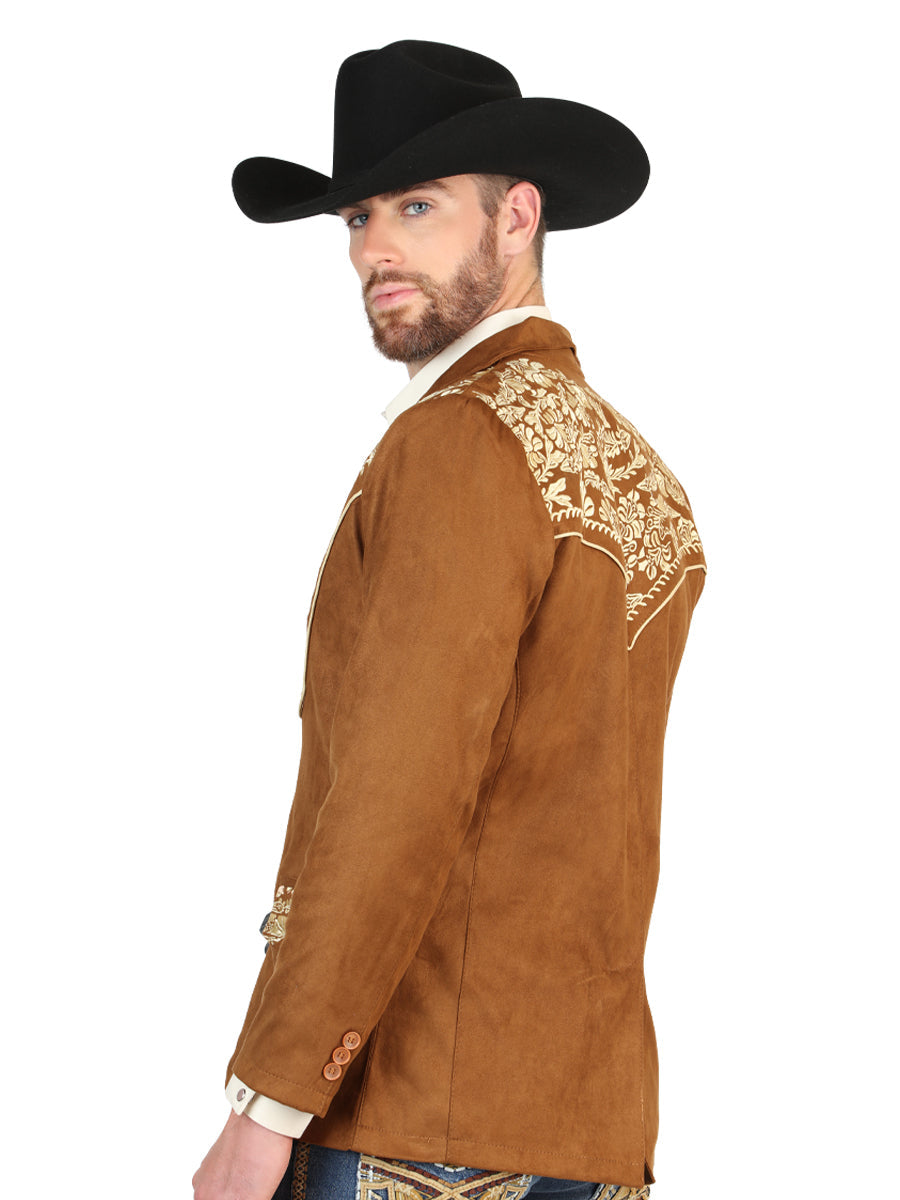 El General Men’s Suede Western Embroidered Blazer - Tan 45646 — view 3