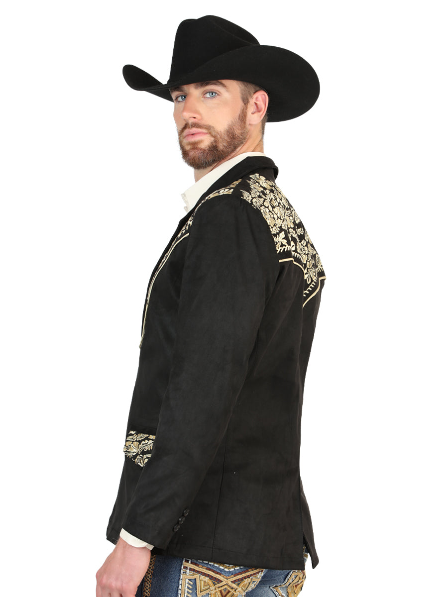 El General Men’s Suede Western Embroidered Blazer - Black 45647 — view 3