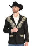 El General Men’s Suede Western Embroidered Blazer - Black 45647