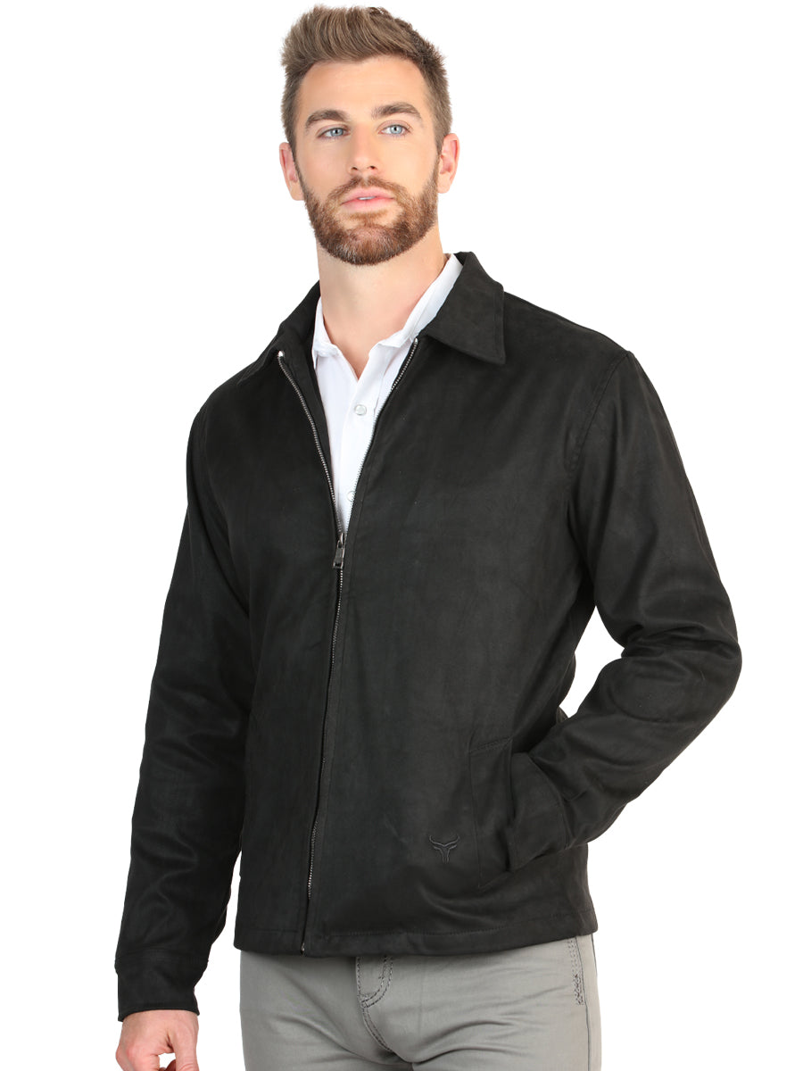 El General Men’s Suede Zipper Jacket - Black 45648 — view 2