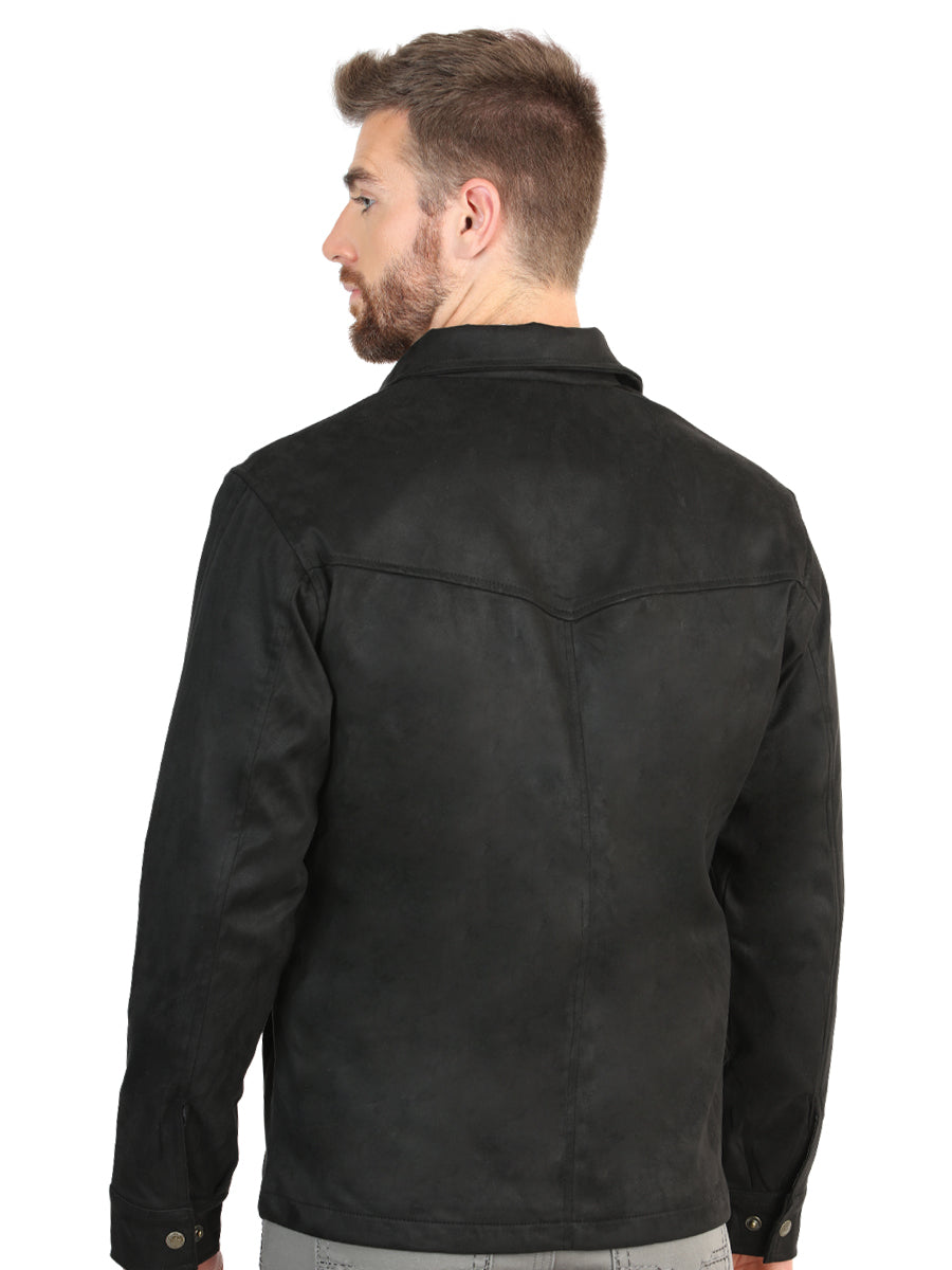 El General Men’s Suede Zipper Jacket - Black 45648 — view 3