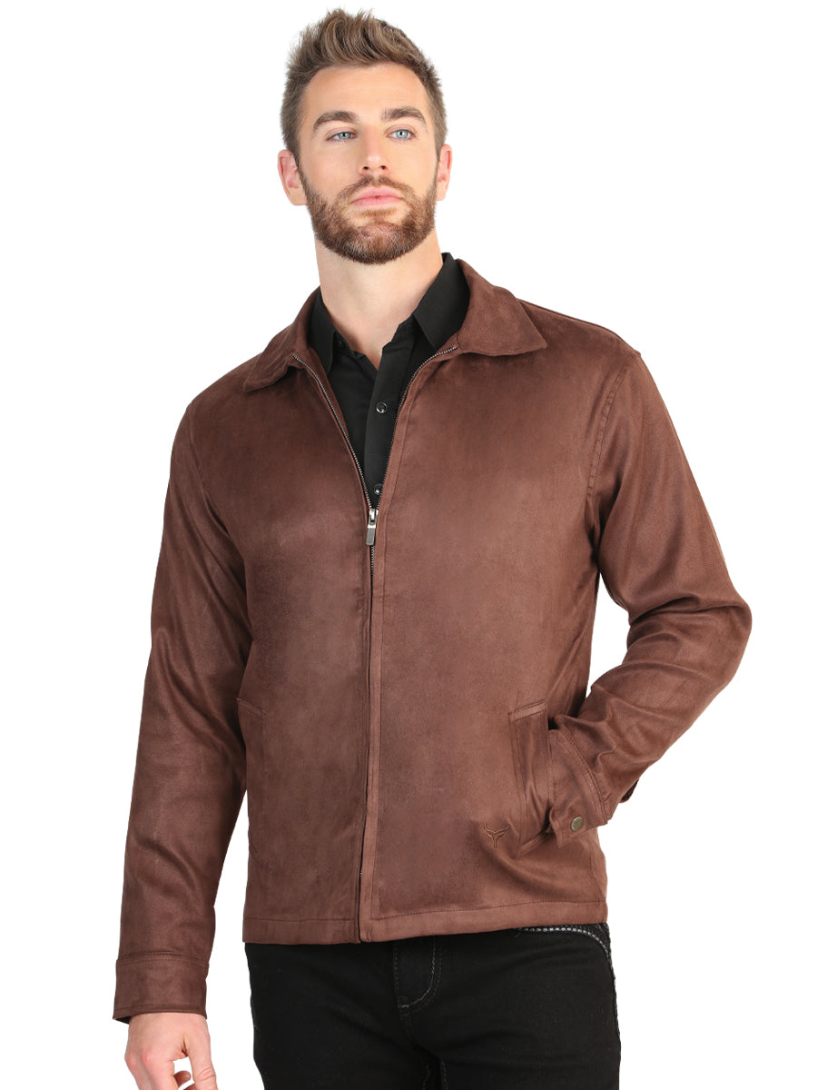 El General Men’s Suede Zipper Jacket - Brown 45649 — view 2