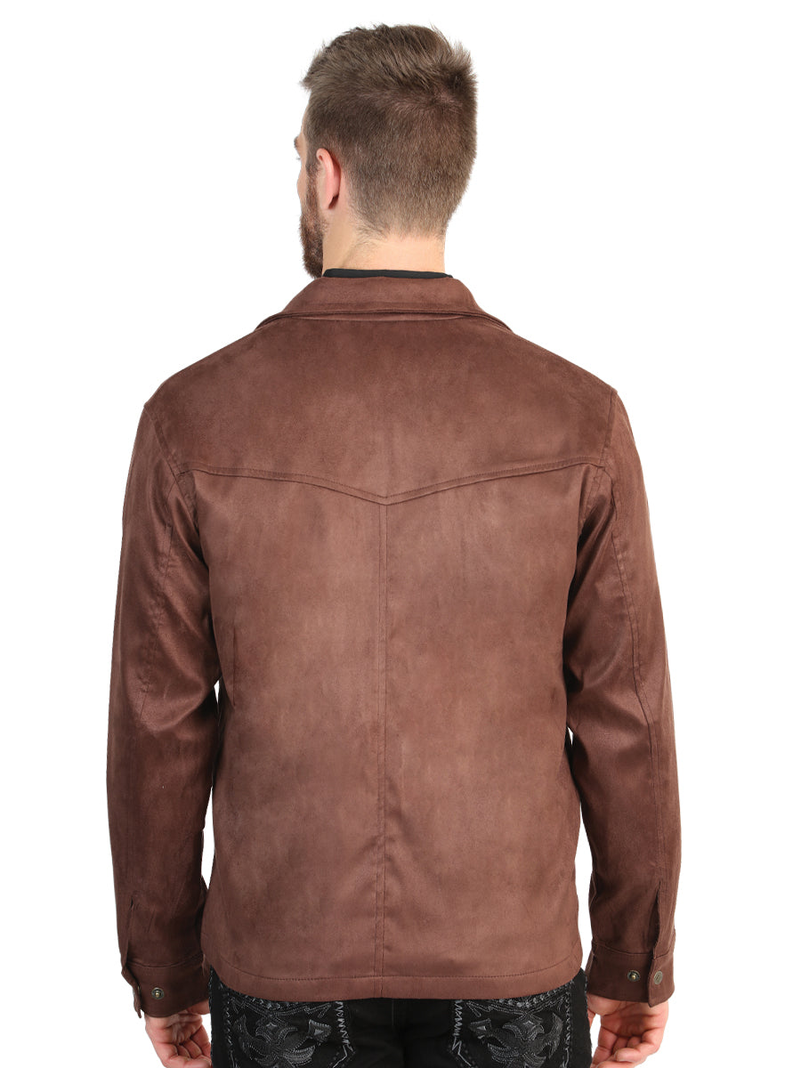 El General Men’s Suede Zipper Jacket - Brown 45649 — view 3