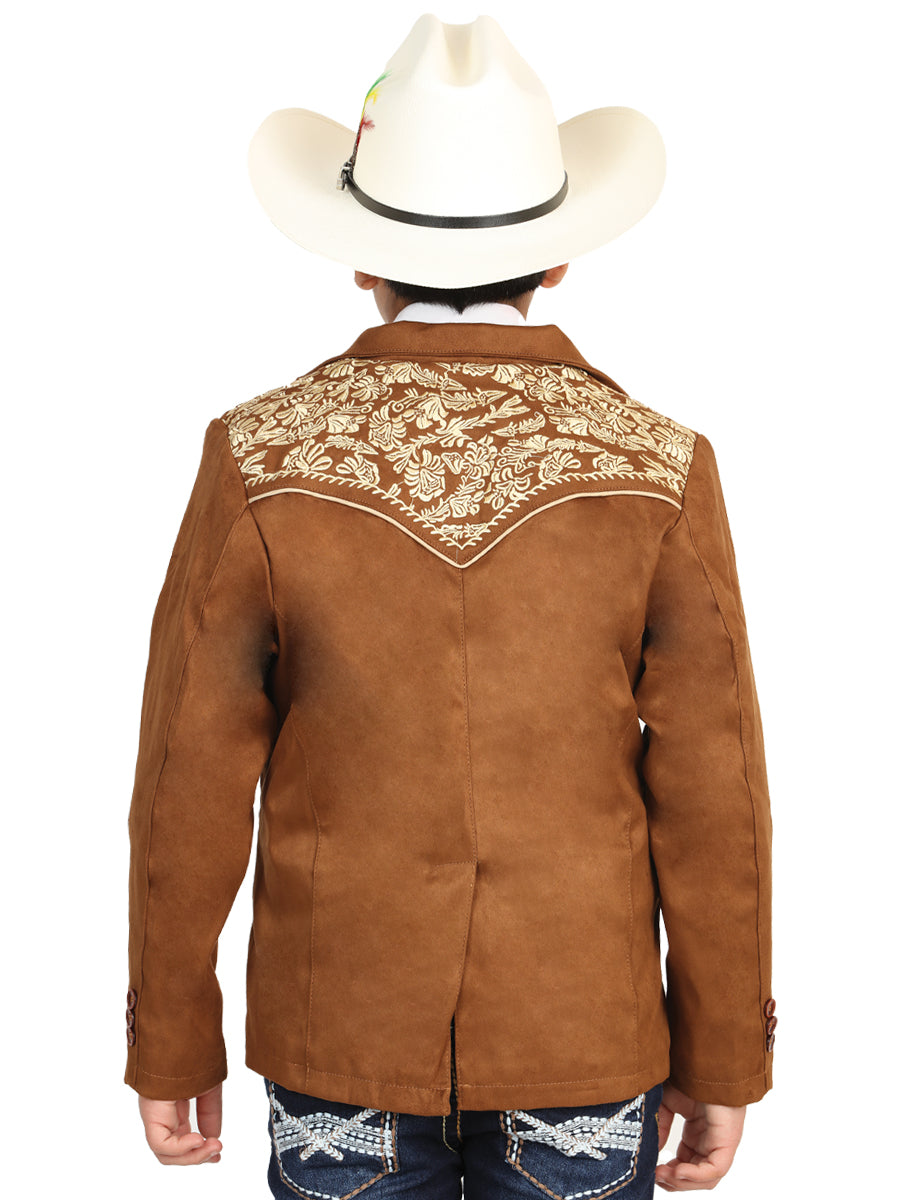 El General Kids’ Suede Western Embroidered Blazer - Tan 45658 — view 2