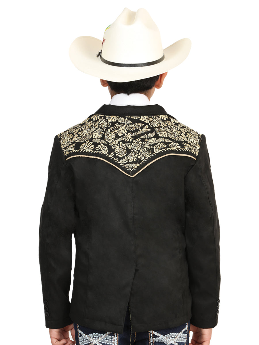 El General Kids’ Suede Western Embroidered Blazer - Black 45659 — view 2