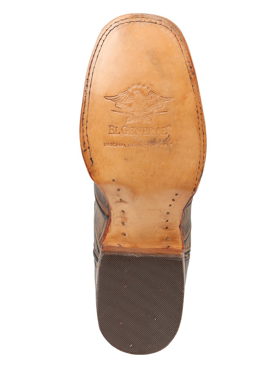 El General Men’s Leather Cowboy Boot - Made in Mexico - Alligator Crocodile Print Tobacco 45663 — view 9