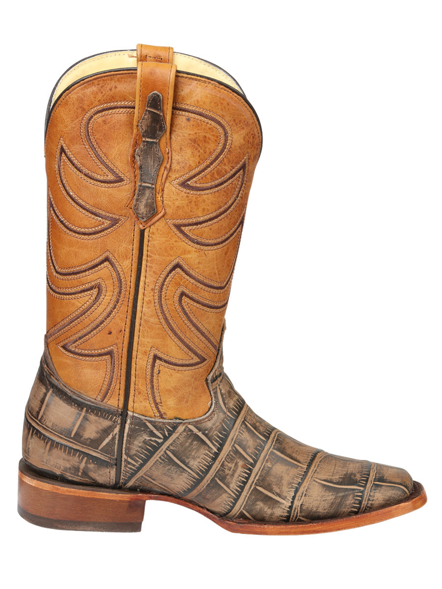El General Men’s Leather Cowboy Boot - Made in Mexico - Alligator Crocodile Print Tobacco 45663 — view 5