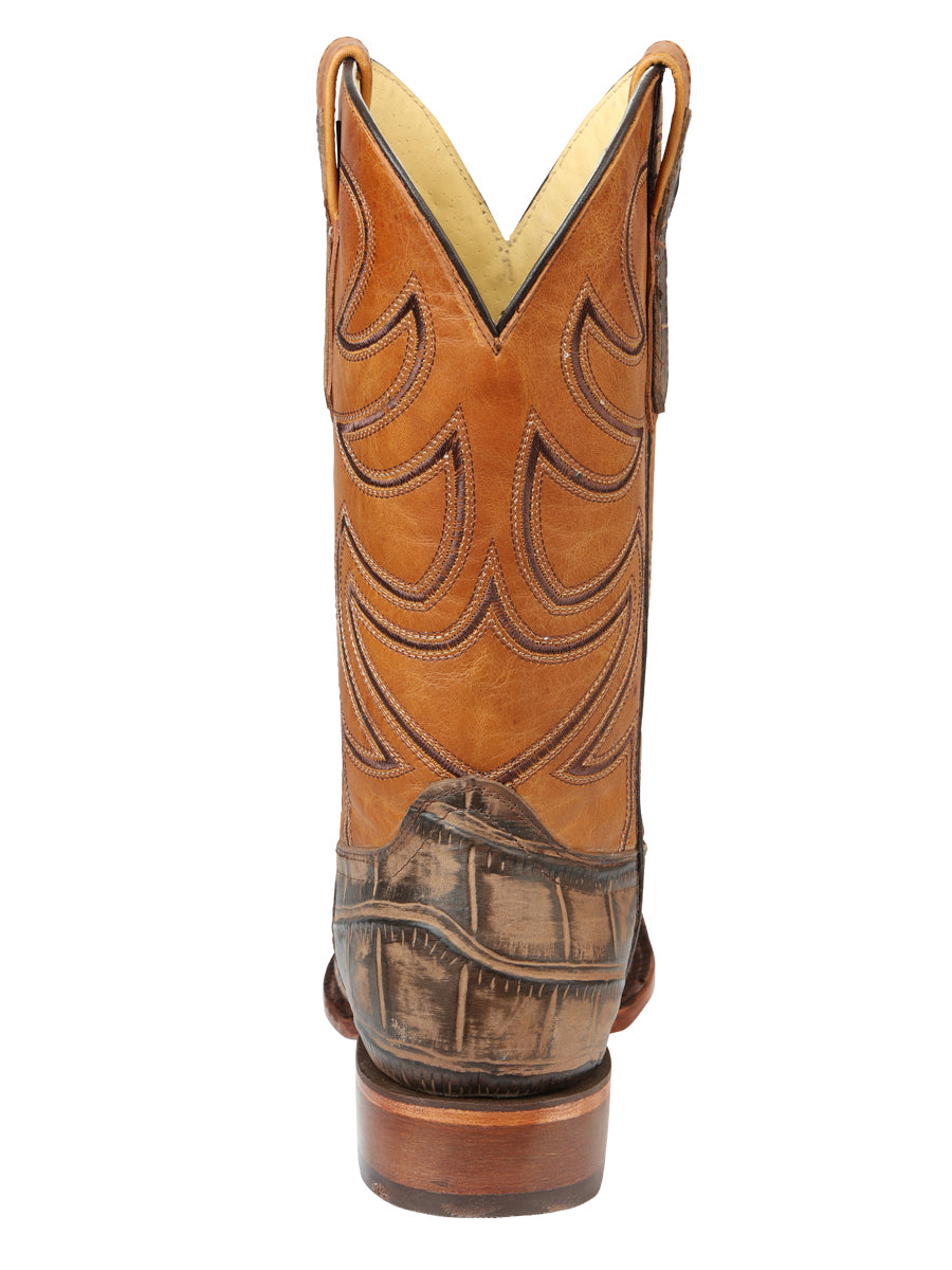 El General Men’s Leather Cowboy Boot - Made in Mexico - Alligator Crocodile Print Tobacco 45663 — view 7