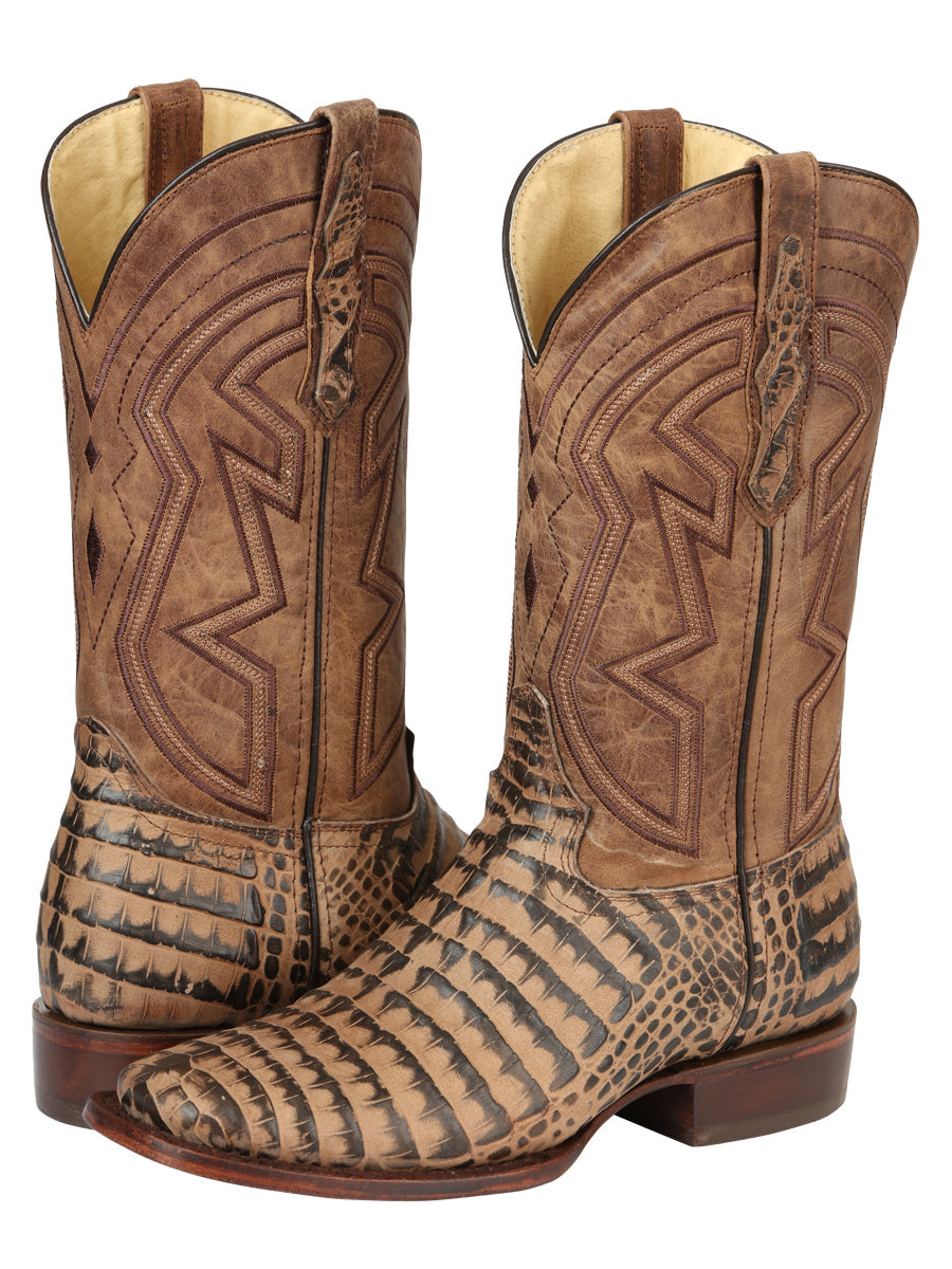 El General Men’s Leather Cowboy Boots - Caiman Belly Print - Tobacco 45664 — view 2