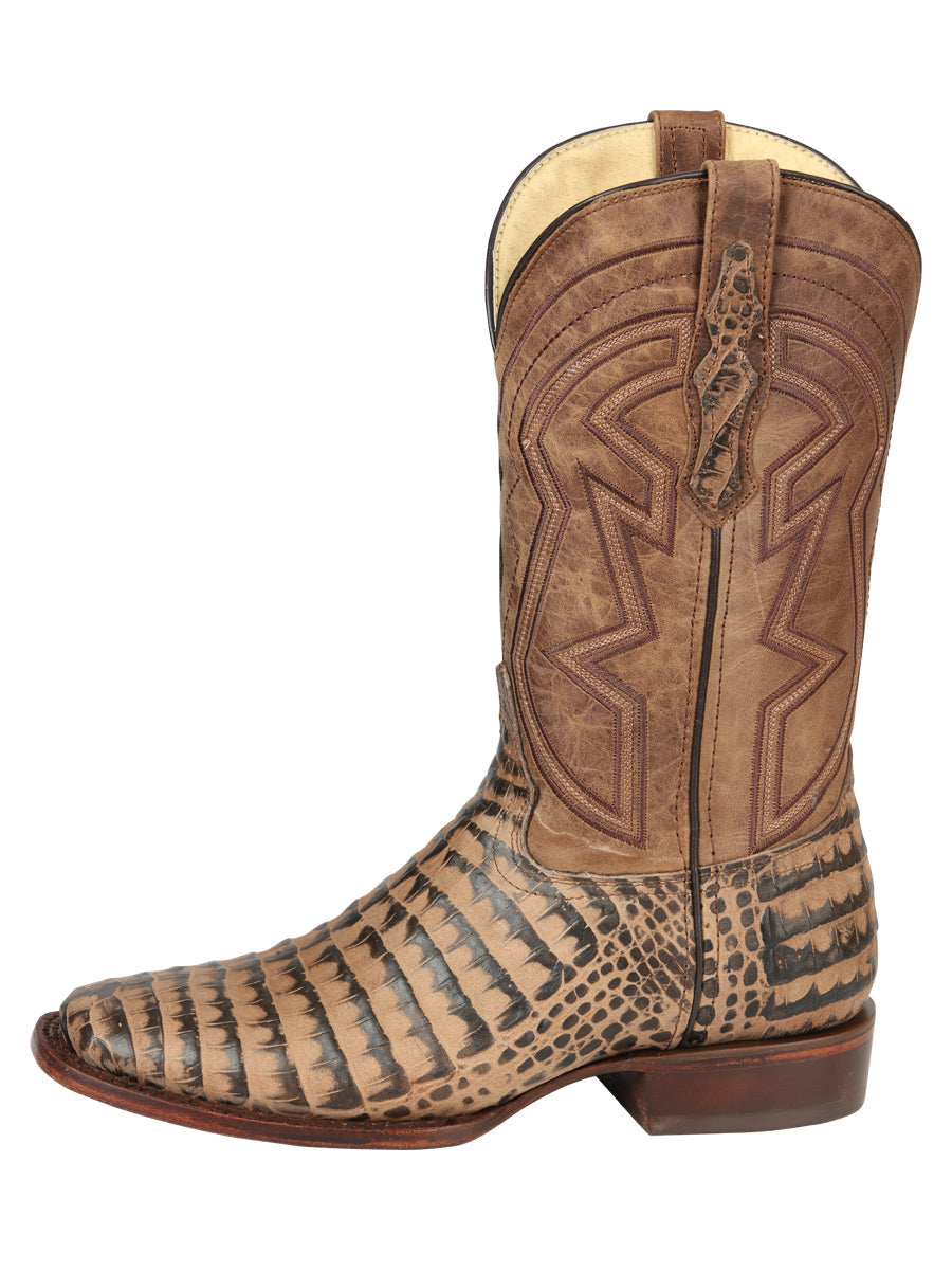 El General Men’s Leather Cowboy Boots - Caiman Belly Print - Tobacco 45664 — view 4
