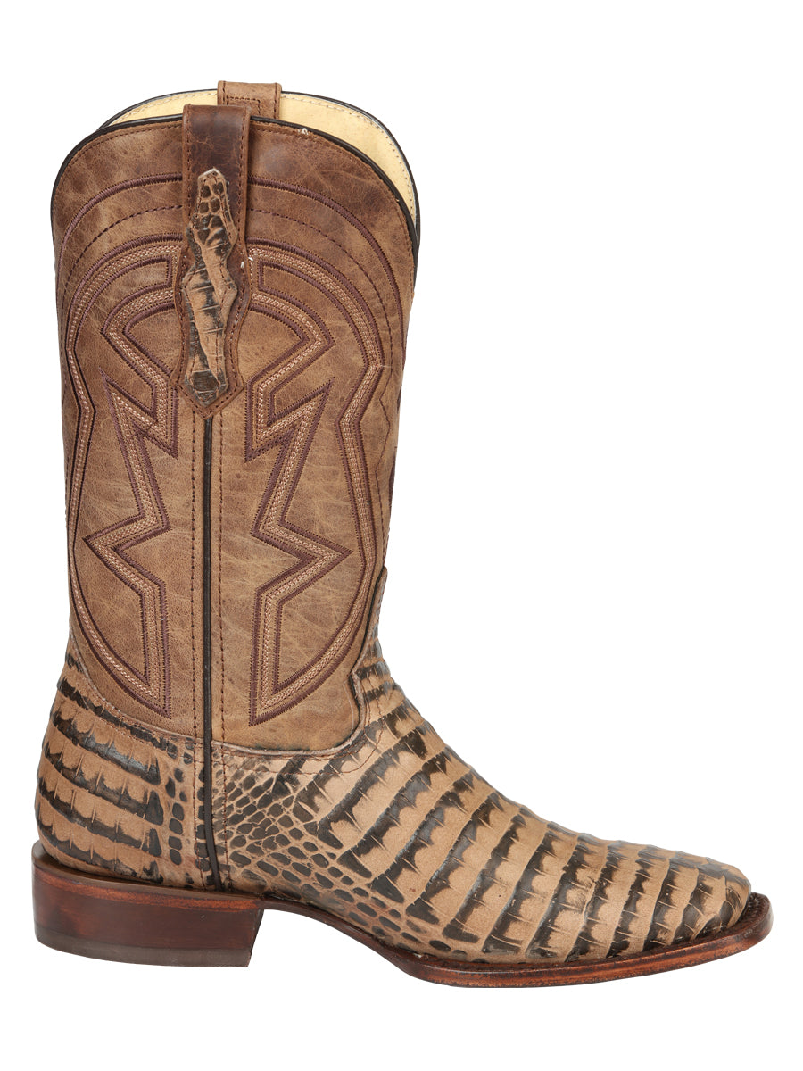 El General Men’s Leather Cowboy Boots - Caiman Belly Print - Tobacco 45664 — view 5
