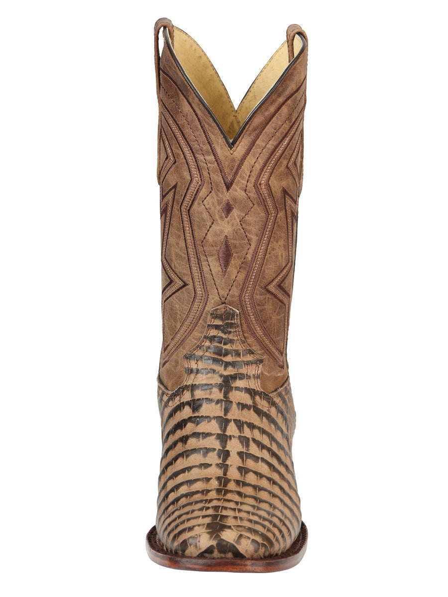 El General Men’s Leather Cowboy Boots - Caiman Belly Print - Tobacco 45664 — view 6