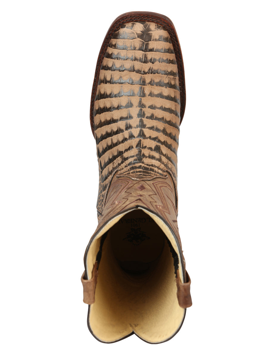 El General Men’s Leather Cowboy Boots - Caiman Belly Print - Tobacco 45664 — view 8