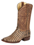 El General Men’s Leather Cowboy Boots - Caiman Belly Print - Tobacco 45664