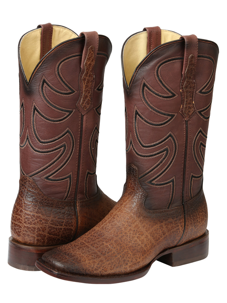 El General Men's Leather Cowboy Boot - Made in Mexico - Elephant Print Brown Tobacco 45665 — view 2