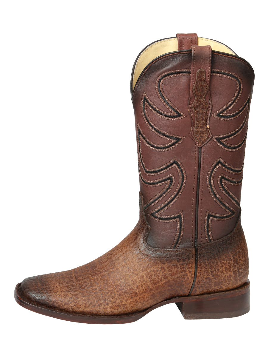 El General Men's Leather Cowboy Boot - Made in Mexico - Elephant Print Brown Tobacco 45665 — view 4