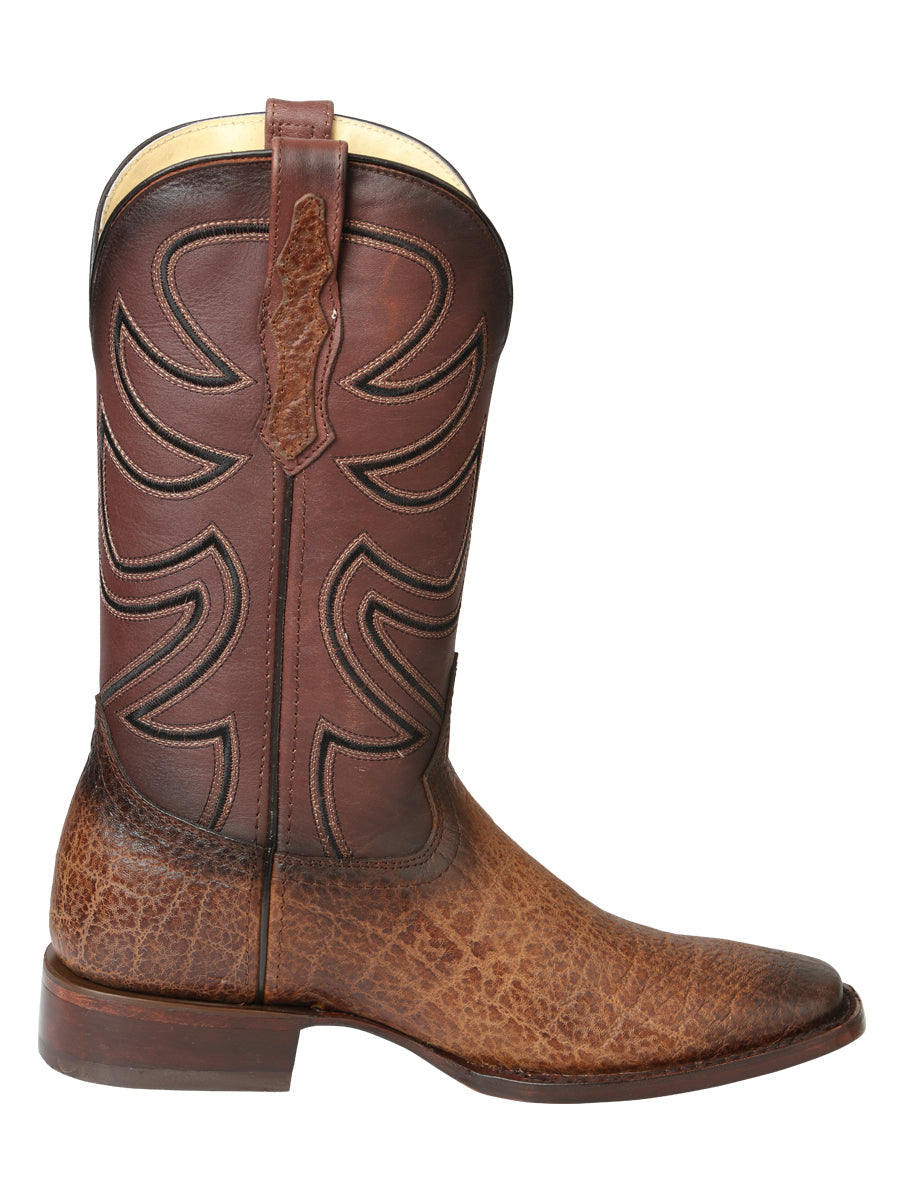 El General Men's Leather Cowboy Boot - Made in Mexico - Elephant Print Brown Tobacco 45665 — view 5
