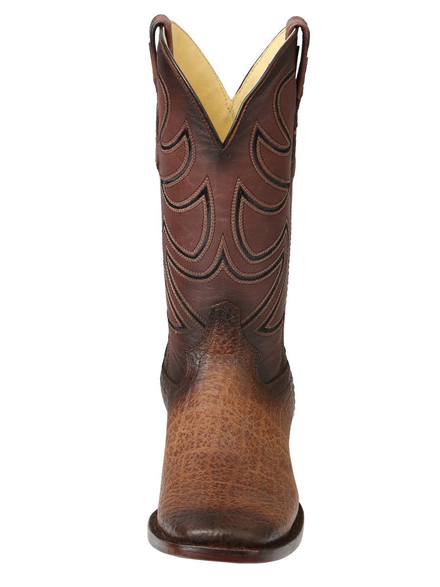 El General Men's Leather Cowboy Boot - Made in Mexico - Elephant Print Brown Tobacco 45665 — view 6