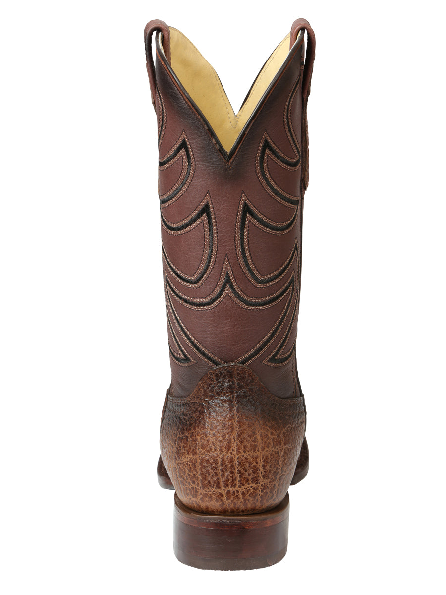 El General Men's Leather Cowboy Boot - Made in Mexico - Elephant Print Brown Tobacco 45665 — view 7