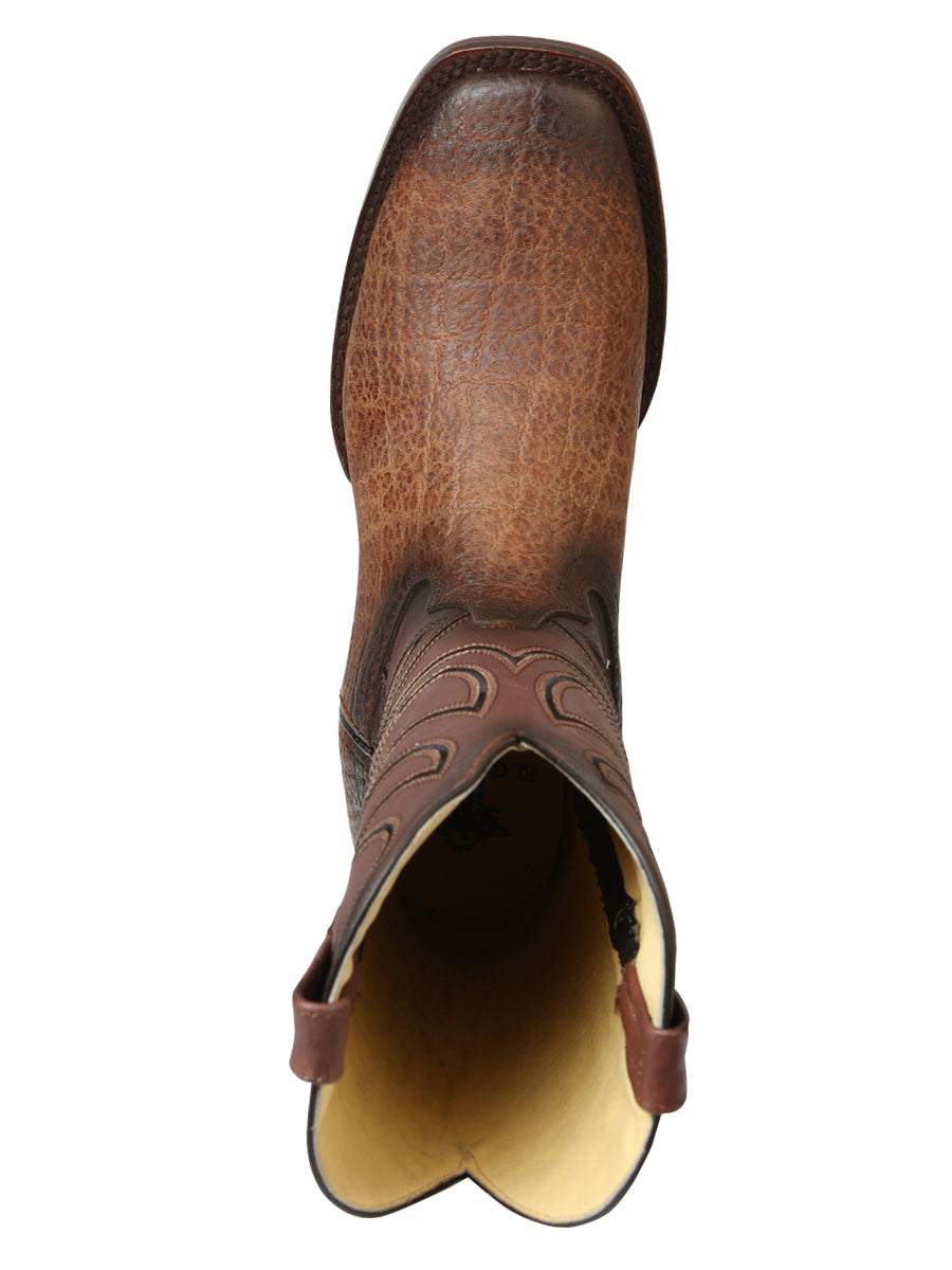 El General Men's Leather Cowboy Boot - Made in Mexico - Elephant Print Brown Tobacco 45665 — view 8