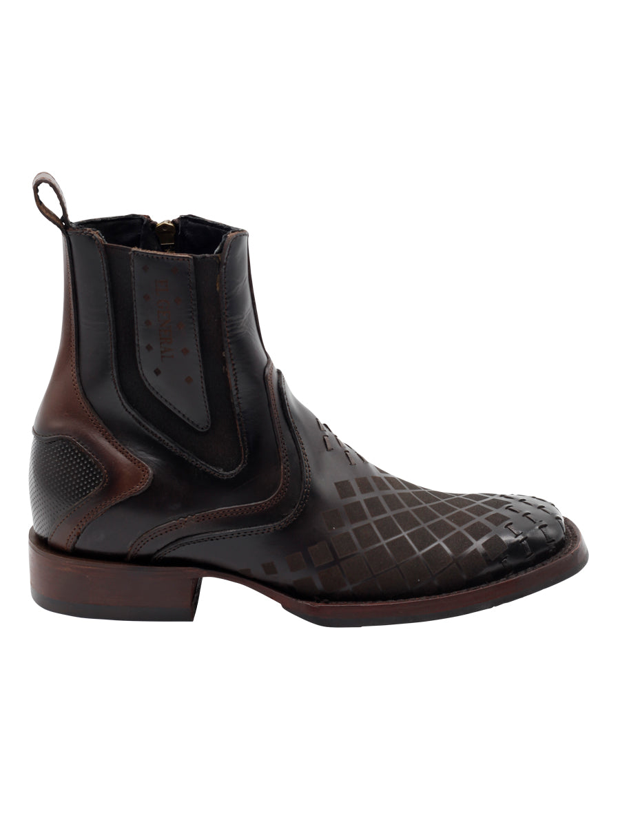 El General Men's Leather Ankle Boot with Zipper - Made in Mexico - Tobacco Brown 45673 — view 3