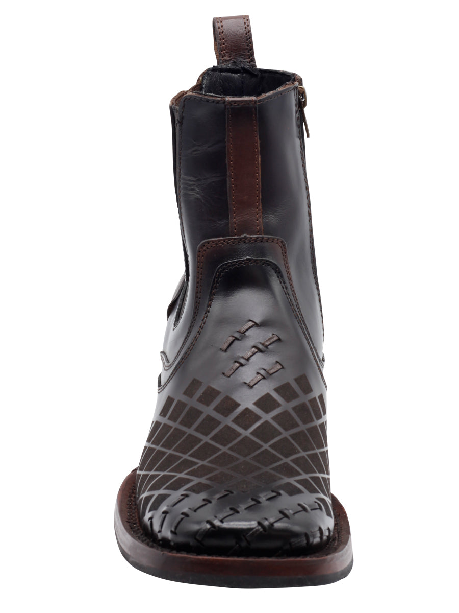 El General Men's Leather Ankle Boot with Zipper - Made in Mexico - Tobacco Brown 45673 — view 4