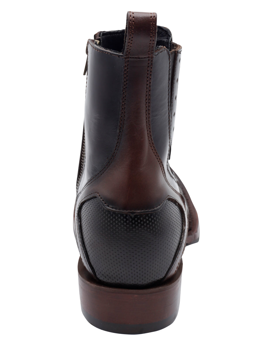 El General Men's Leather Ankle Boot with Zipper - Made in Mexico - Tobacco Brown 45673 — view 5