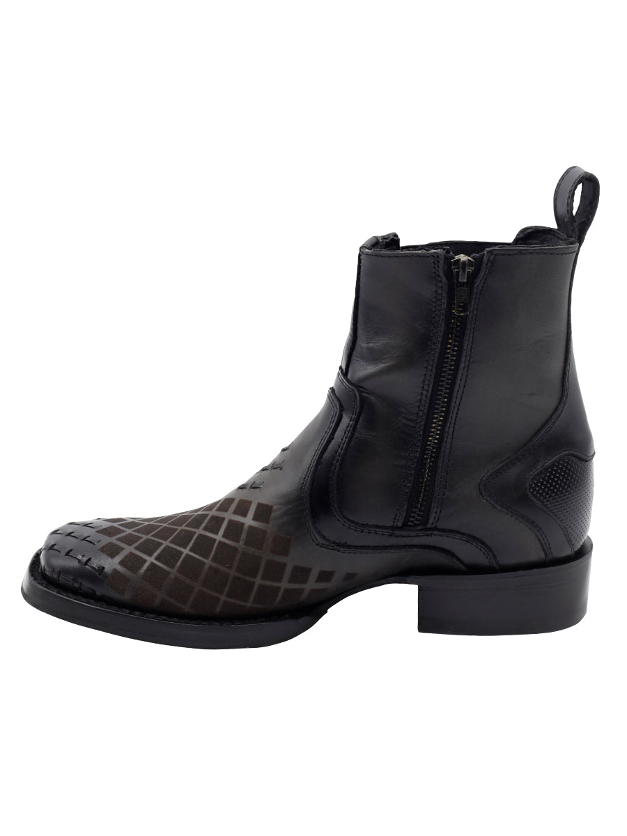 El General Men's Leather Ankle Boot with Zipper - Made in Mexico - Gray 45674 — view 2