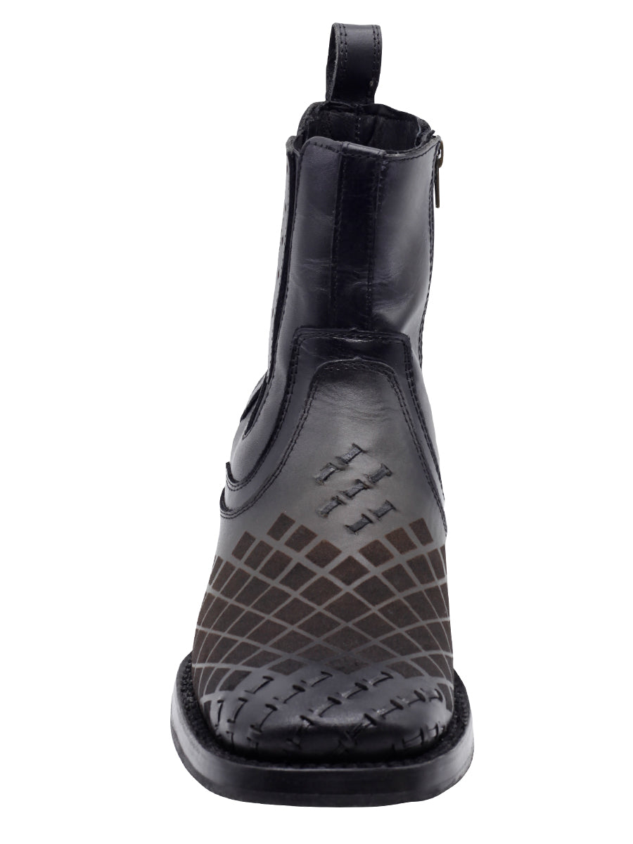 El General Men's Leather Ankle Boot with Zipper - Made in Mexico - Gray 45674 — view 4