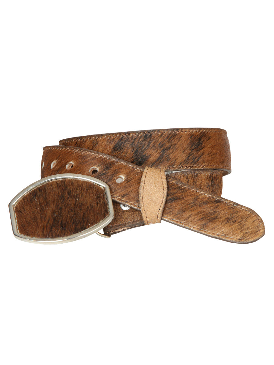 El General Men’s Western Belt - Cowhide Hair Print - Honey 45680 — view 2