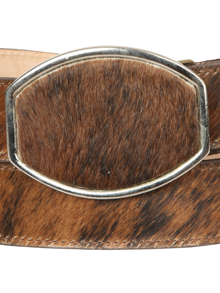 El General Men’s Western Belt - Cowhide Hair Print - Honey 45680 — view 4