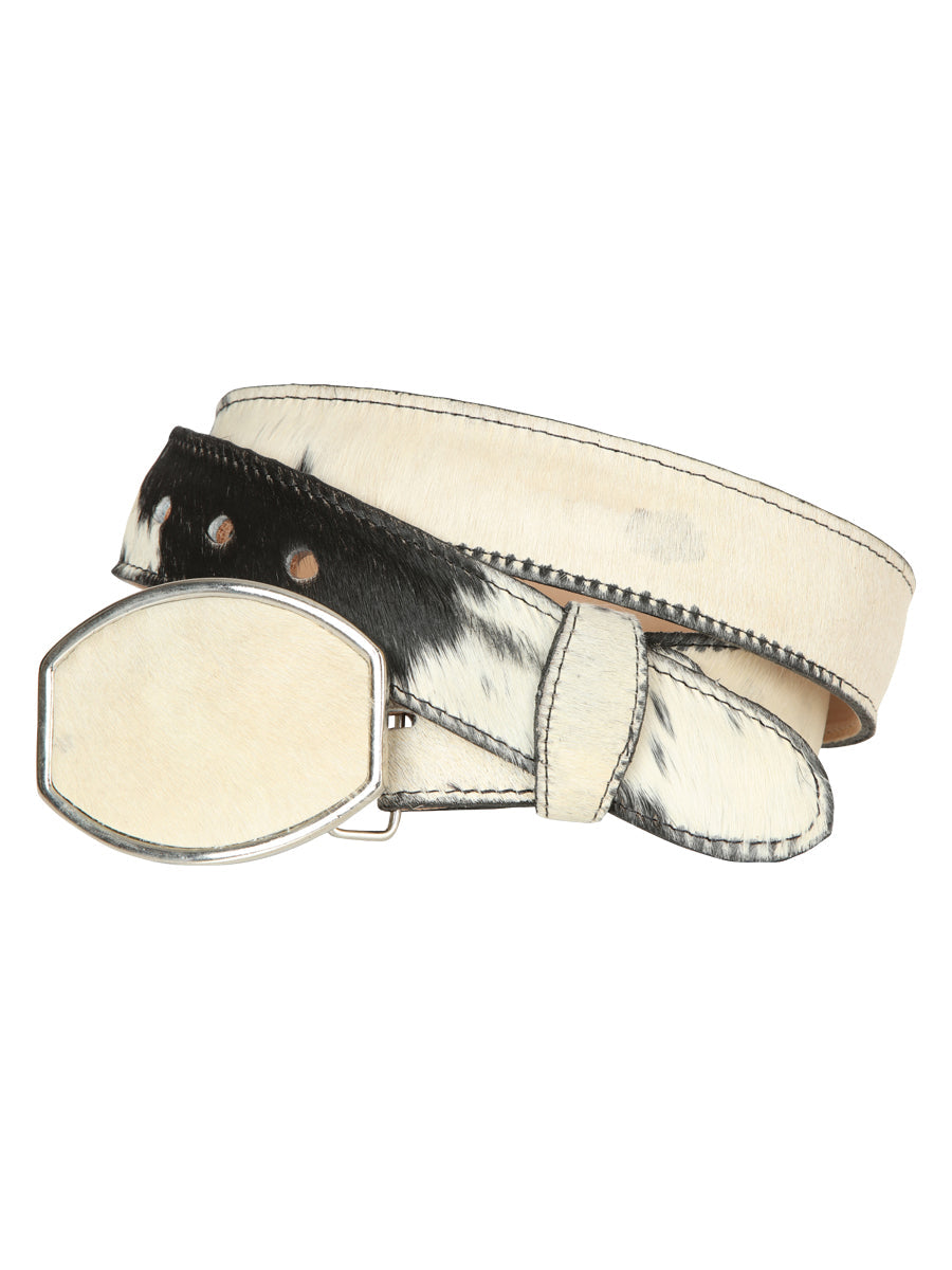 El General Men’s Western Belt - Cowhide Hair Print - Black/White 45681 — view 2