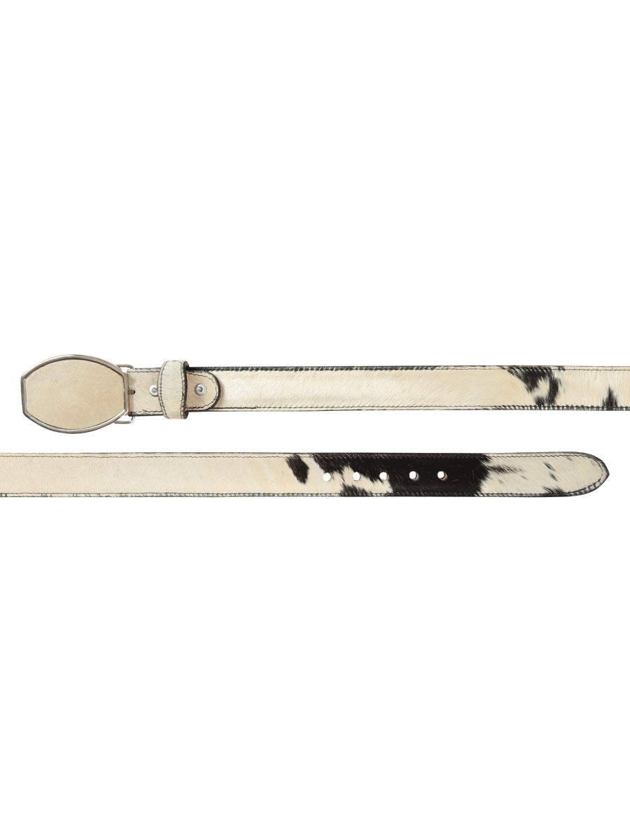 El General Men’s Western Belt - Cowhide Hair Print - Black/White 45681 — view 3