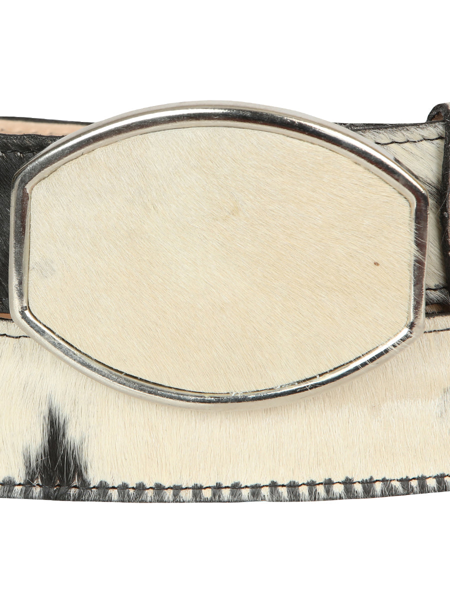 El General Men’s Western Belt - Cowhide Hair Print - Black/White 45681 — view 4