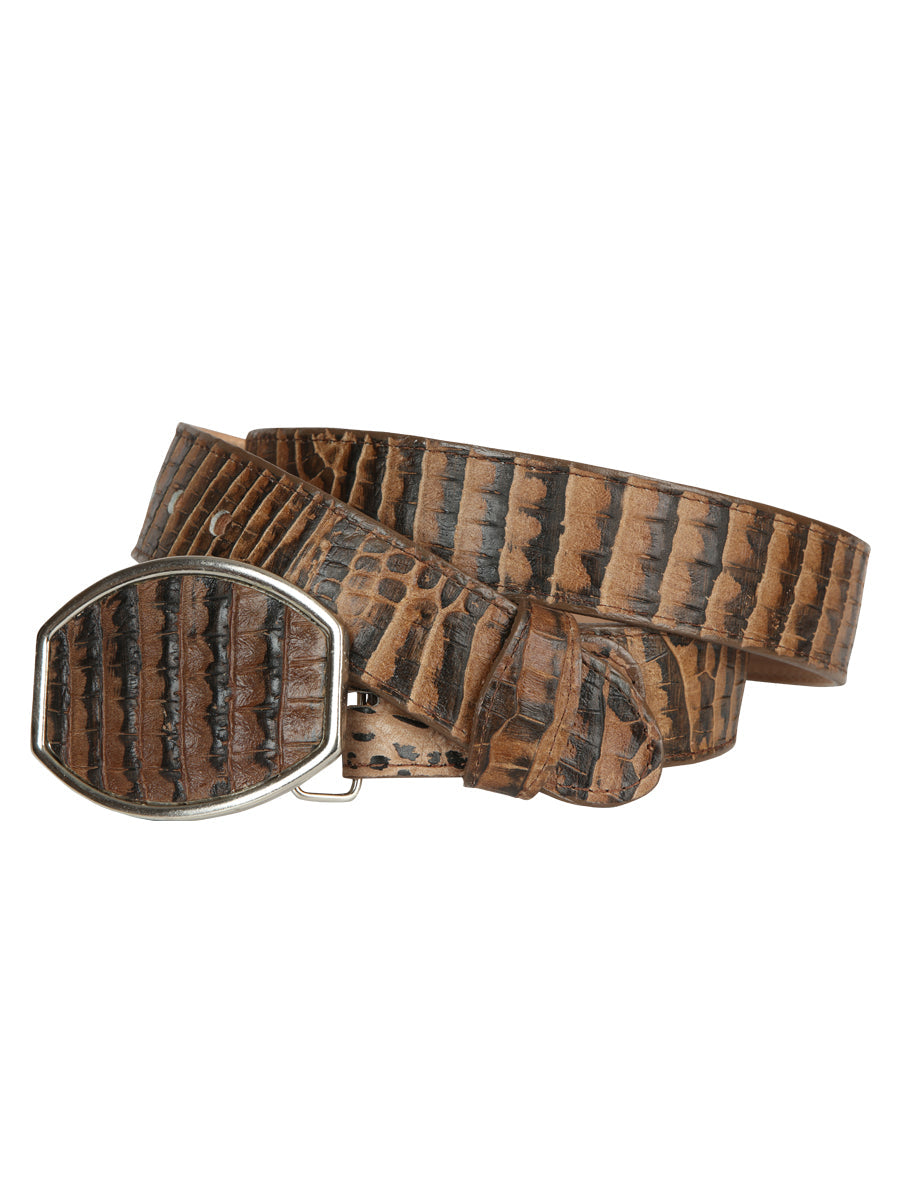 El General Men’s Western Belt - Caiman Belly Print - Tobacco 45682 — view 2