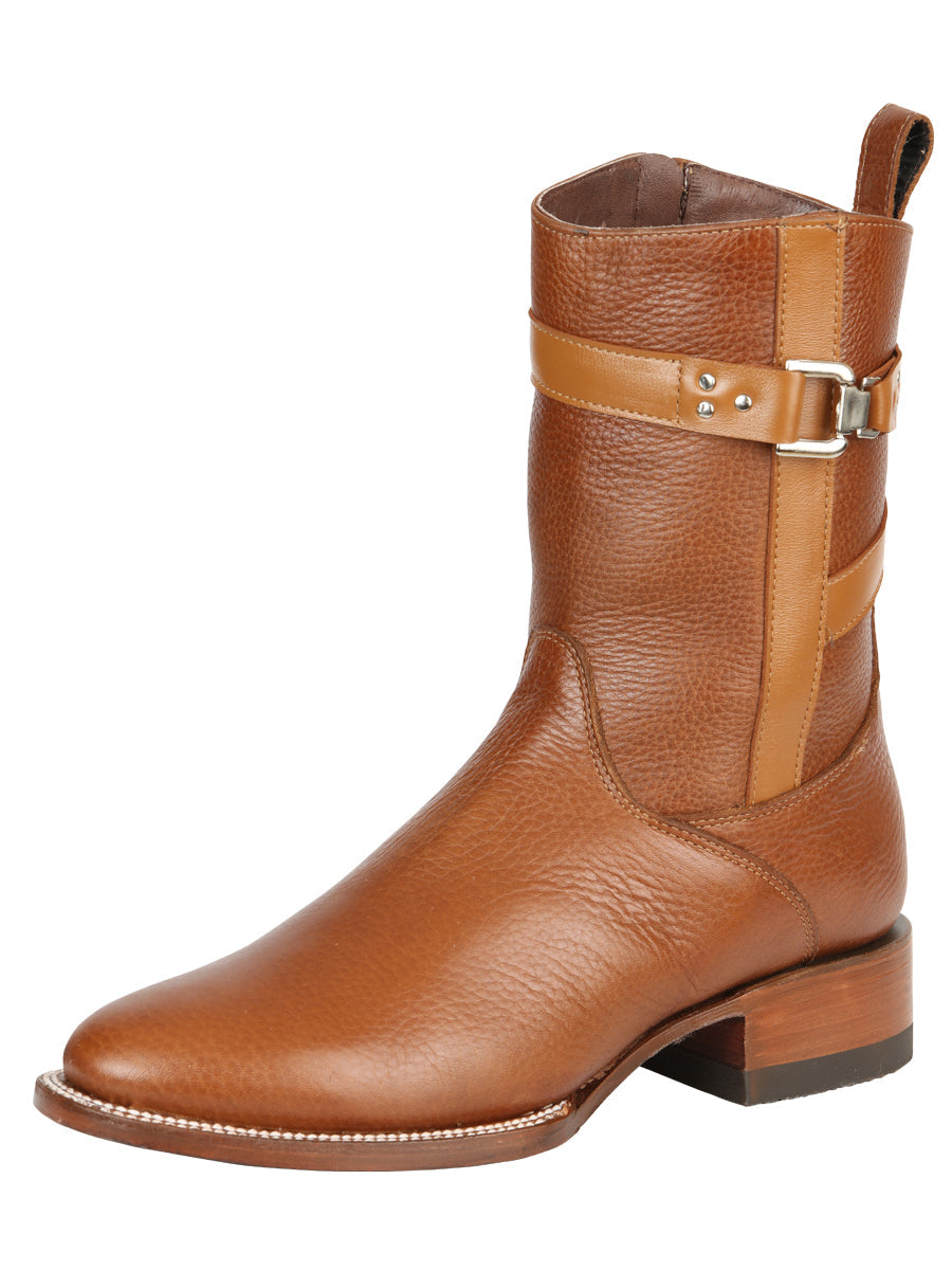 El General Men's Leather Zipper Roper Boots - Made in Mexico - Martell Brown 45704