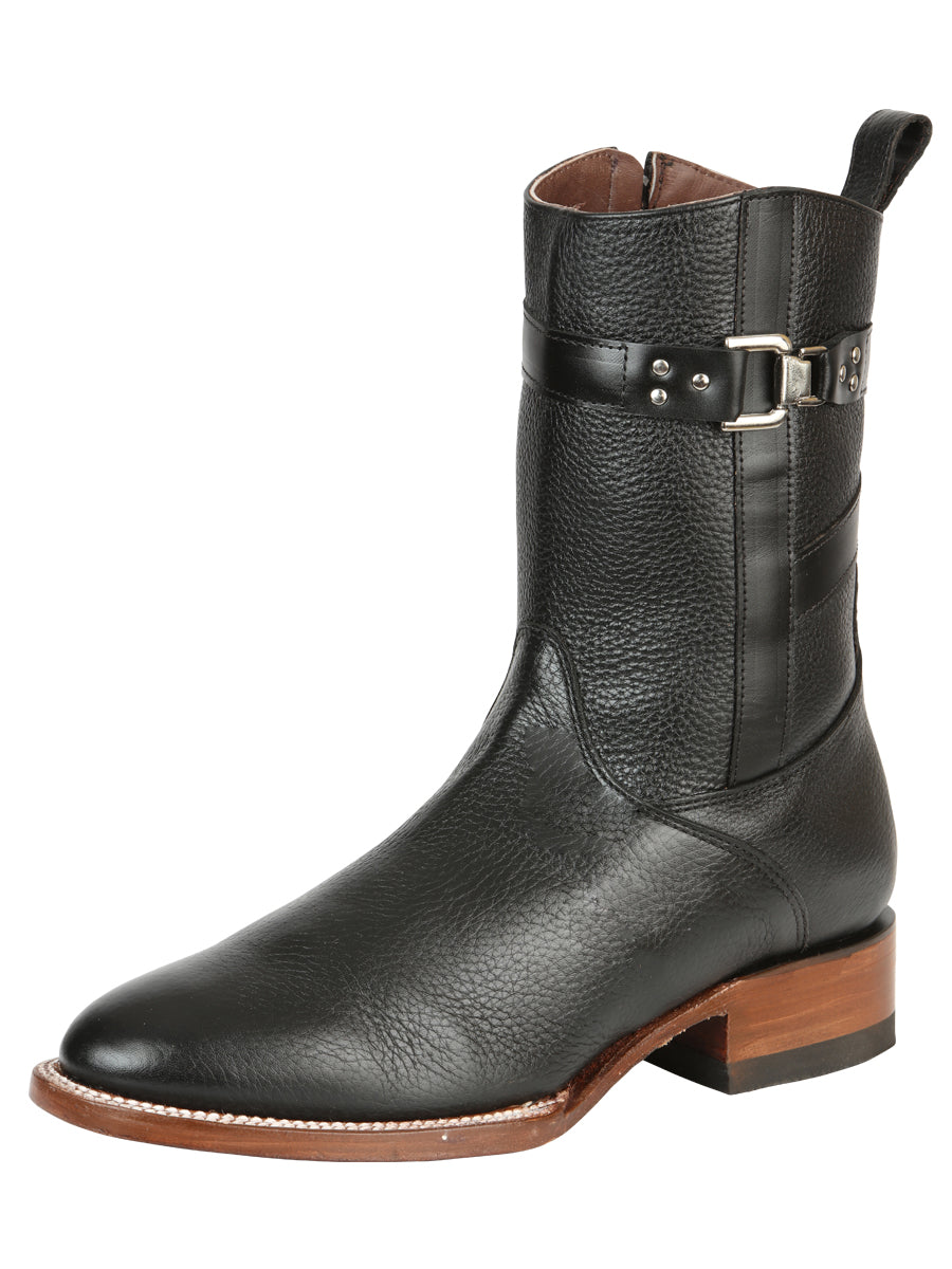 El General Men's Leather Zipper Roper Boots - Made in Mexico - Black 45706
