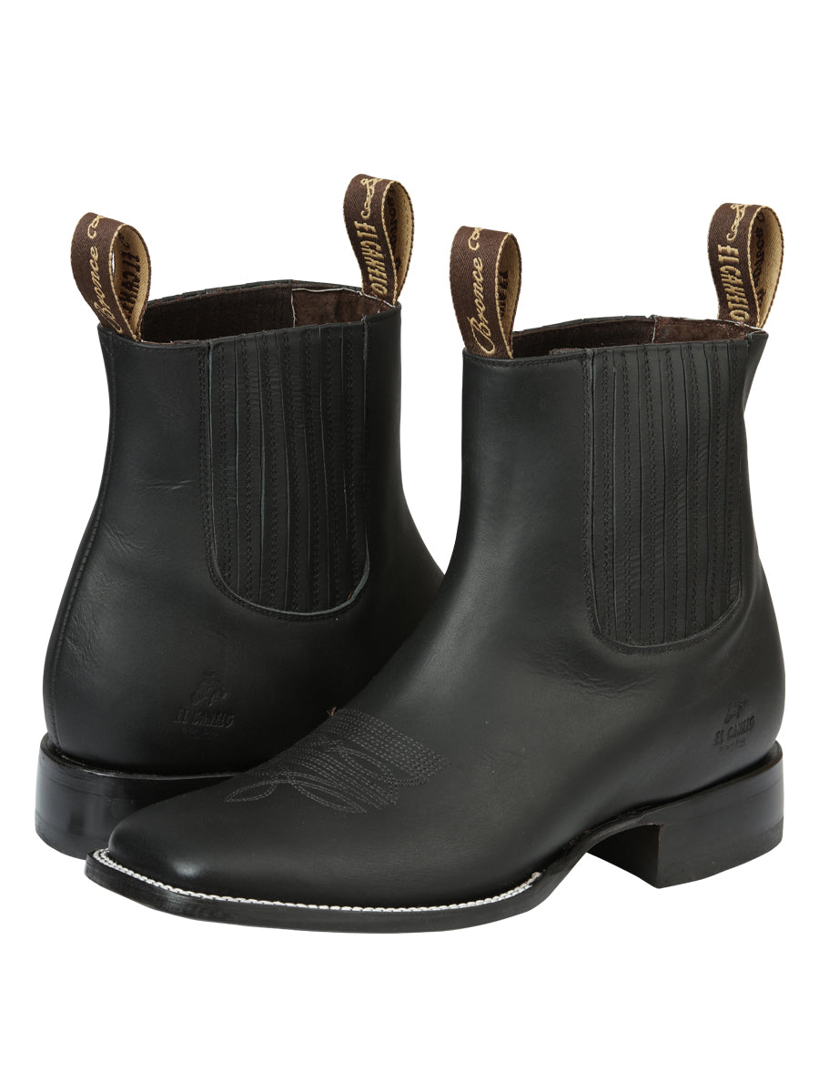 El Canelo Men’s Leather Ankle Cowboy Boots - Made in Mexico - Matte Black 45755 — view 2