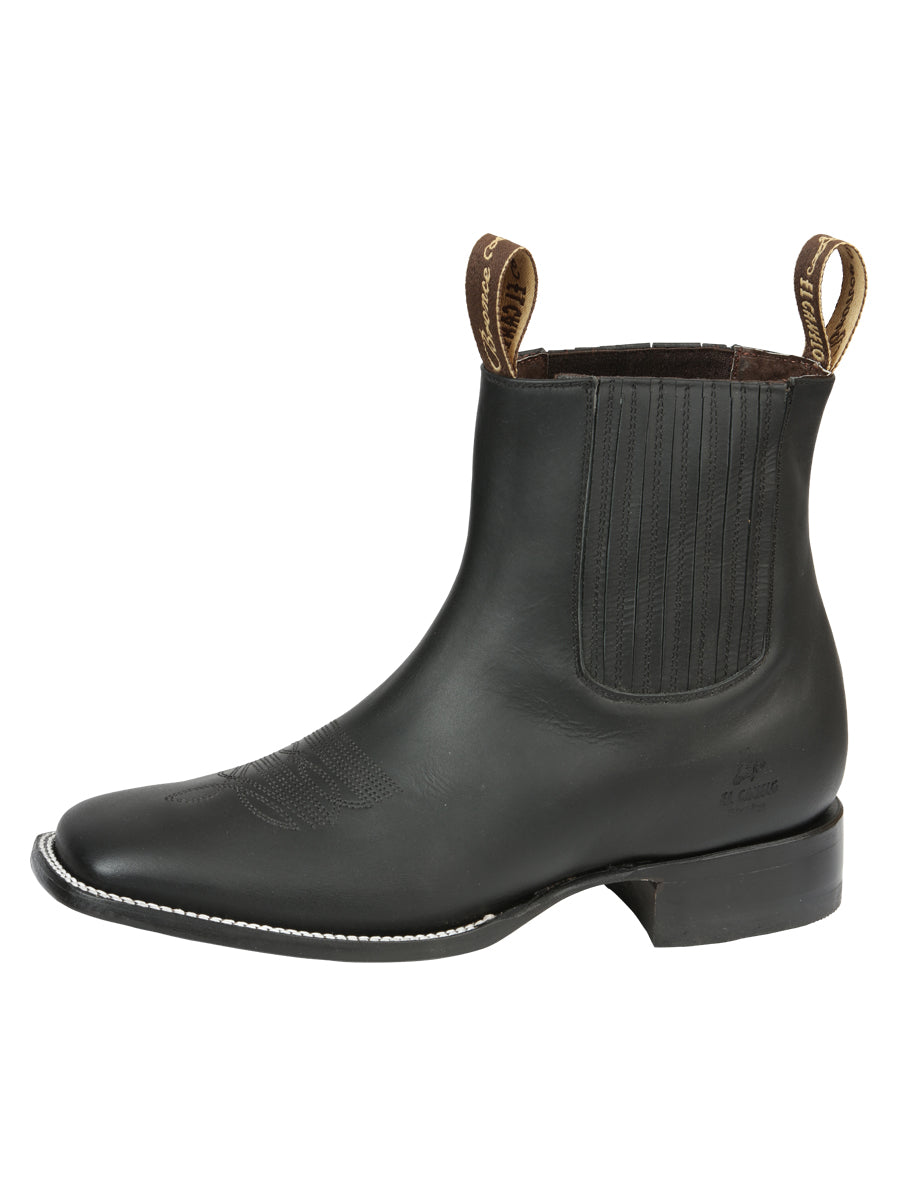El Canelo Men’s Leather Ankle Cowboy Boots - Made in Mexico - Matte Black 45755 — view 3