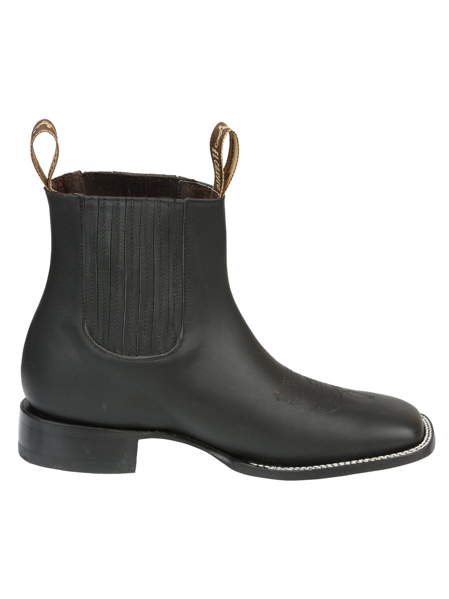 El Canelo Men’s Leather Ankle Cowboy Boots - Made in Mexico - Matte Black 45755 — view 4