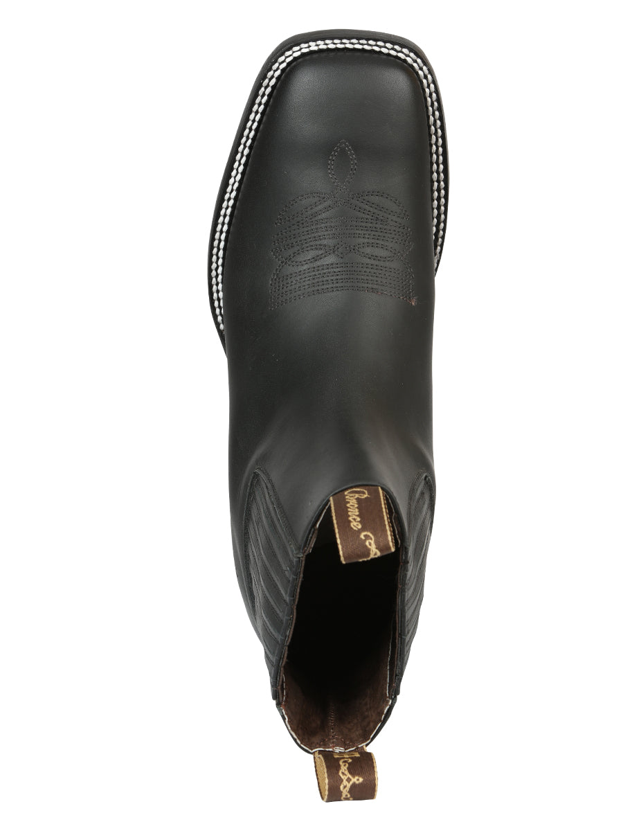 El Canelo Men’s Leather Ankle Cowboy Boots - Made in Mexico - Matte Black 45755 — view 7