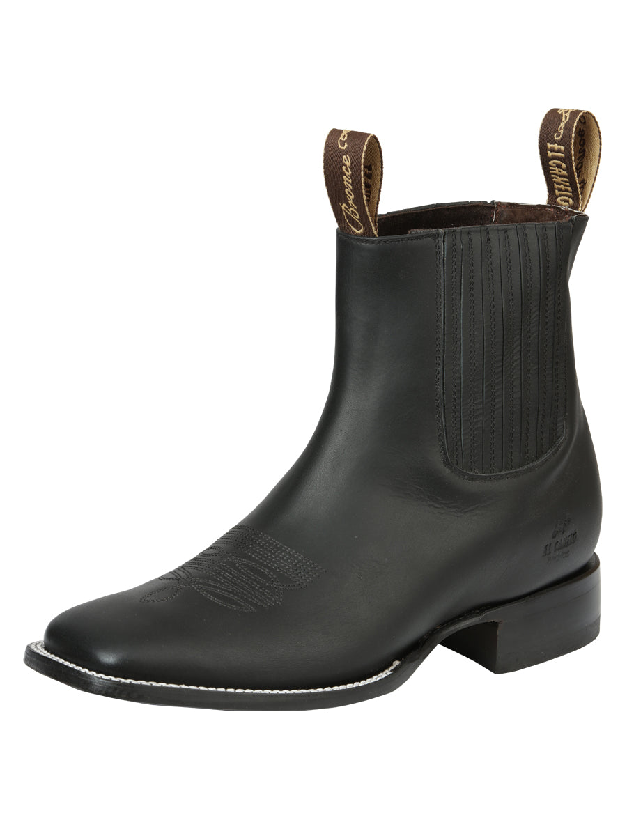 El Canelo Men’s Leather Ankle Cowboy Boots - Made in Mexico - Matte Black 45755