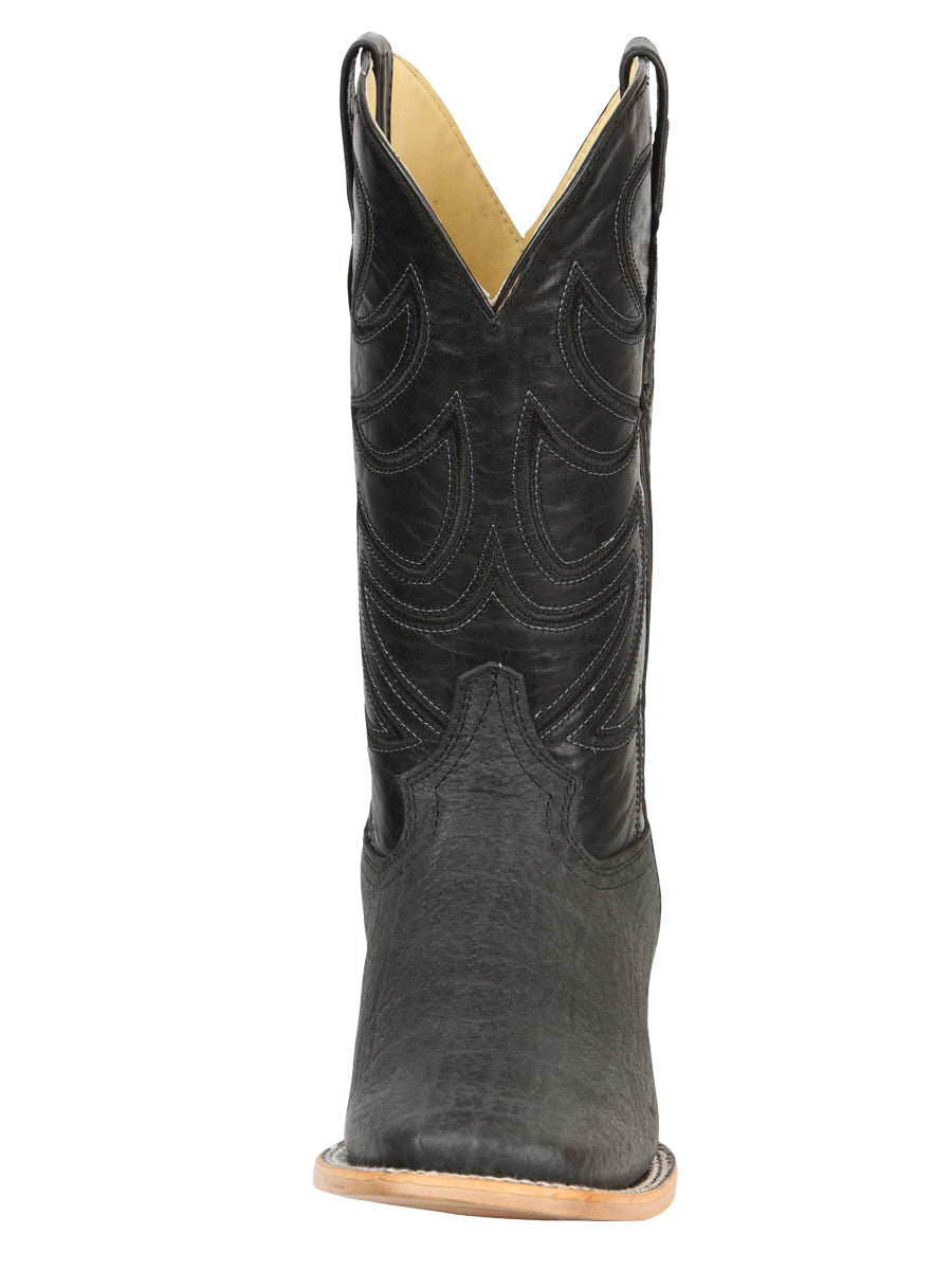 El General Men’s Leather Cowboy Boots - Made in Mexico - Embossed Elephant Print - Black/Gray 45768 — view 7