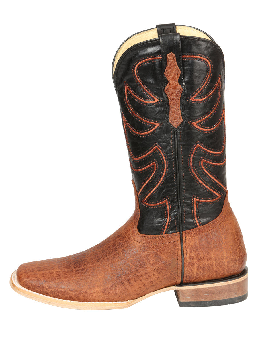 El General Men’s Leather Cowboy Boots - Made in Mexico - Embossed Elephant Print - Cognac 45769 — view 5
